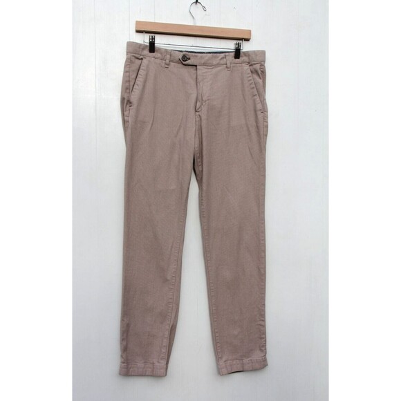 TED BAKER Men's Chino Beige Cotton Blend Relaxed Pants Sz 33 x 31 NEW